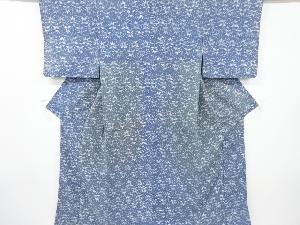 アンティーク　花唐草模様手織り紬着物